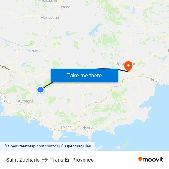 Saint-Zacharie to Trans-En-Provence map