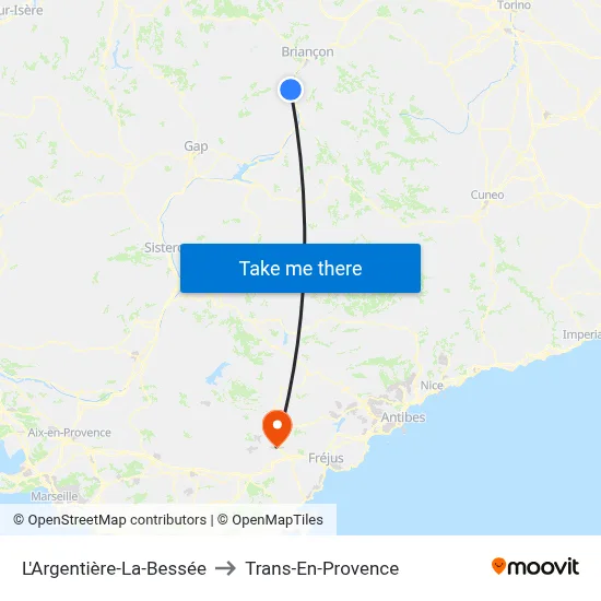 L'Argentière-La-Bessée to Trans-En-Provence map
