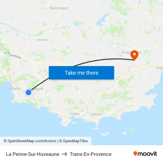 La Penne-Sur-Huveaune to Trans-En-Provence map
