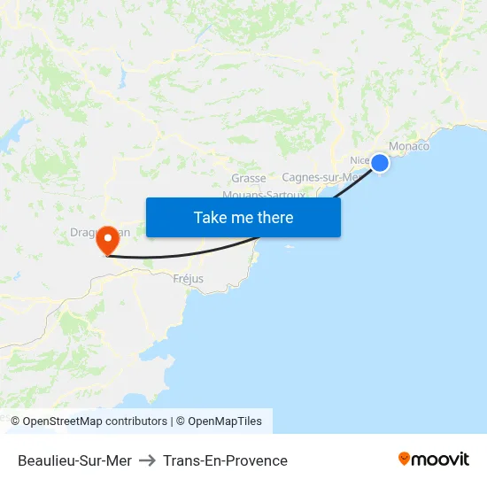 Beaulieu-Sur-Mer to Trans-En-Provence map
