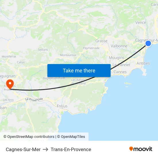 Cagnes-Sur-Mer to Trans-En-Provence map