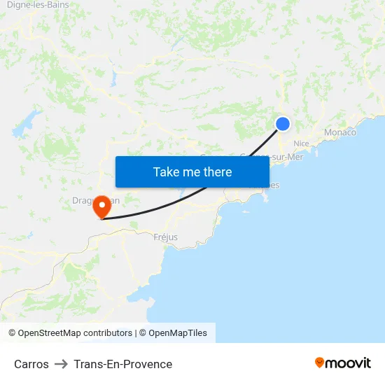 Carros to Trans-En-Provence map