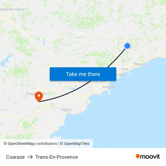 Coaraze to Trans-En-Provence map