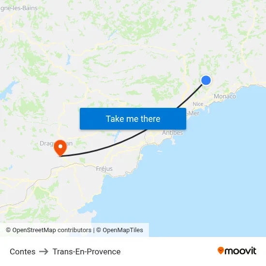 Contes to Trans-En-Provence map