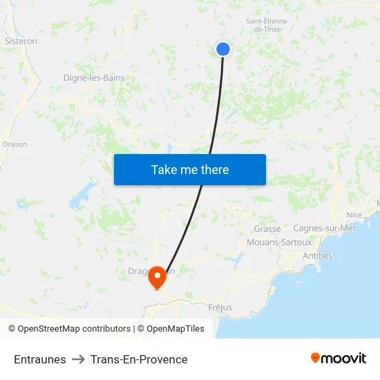 Entraunes to Trans-En-Provence map