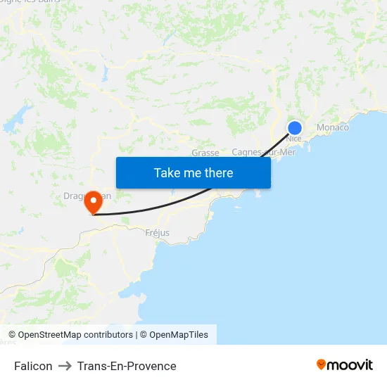 Falicon to Trans-En-Provence map