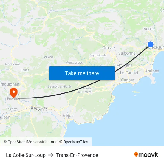 La Colle-Sur-Loup to Trans-En-Provence map