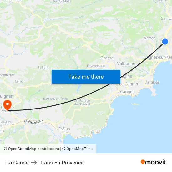 La Gaude to Trans-En-Provence map
