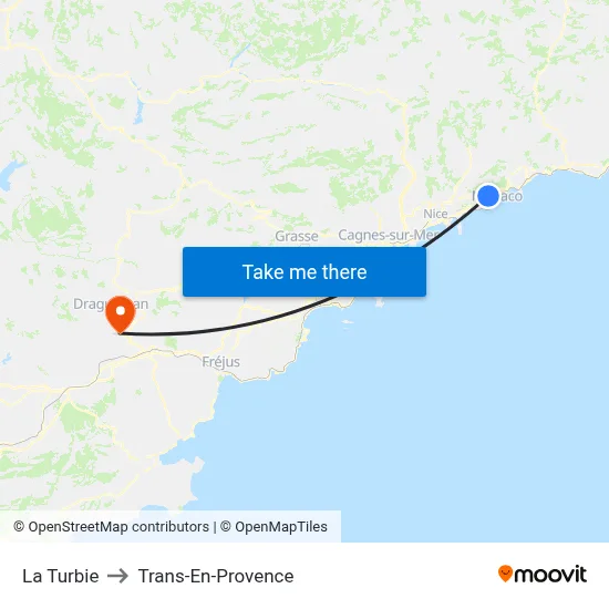 La Turbie to Trans-En-Provence map