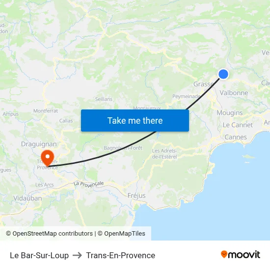 Le Bar-Sur-Loup to Trans-En-Provence map