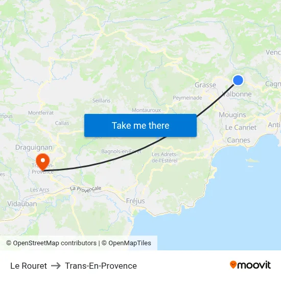 Le Rouret to Trans-En-Provence map