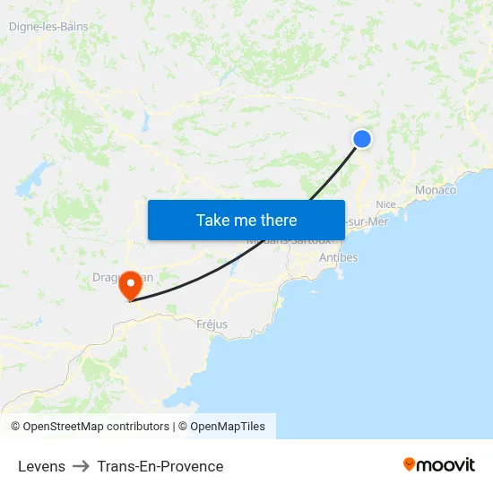 Levens to Trans-En-Provence map