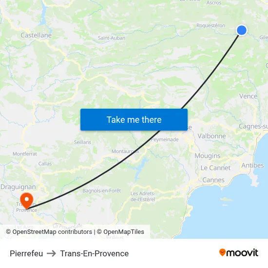Pierrefeu to Trans-En-Provence map
