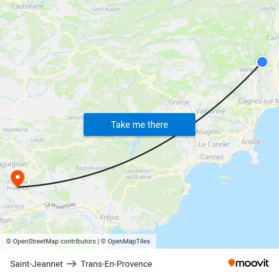 Saint-Jeannet to Trans-En-Provence map