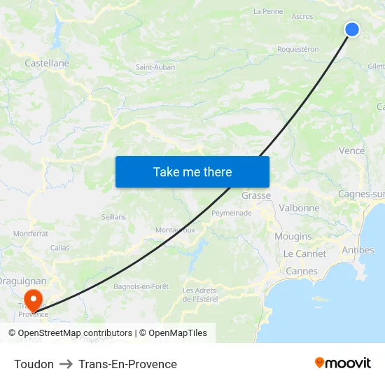 Toudon to Trans-En-Provence map