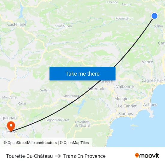 Tourette-Du-Château to Trans-En-Provence map