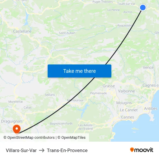 Villars-Sur-Var to Trans-En-Provence map