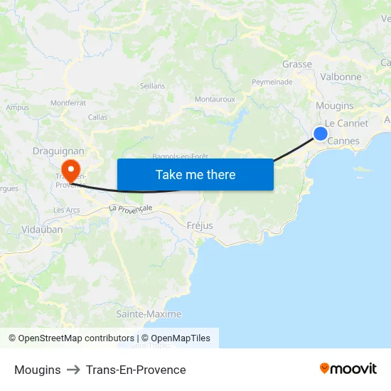Mougins to Trans-En-Provence map