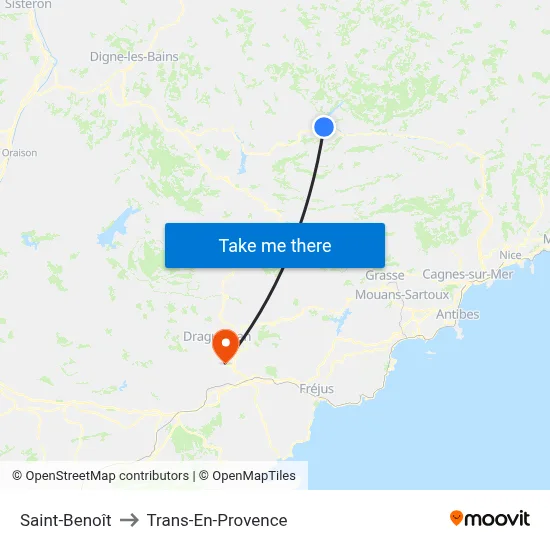 Saint-Benoît to Trans-En-Provence map