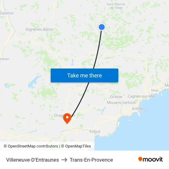 Villeneuve-D'Entraunes to Trans-En-Provence map