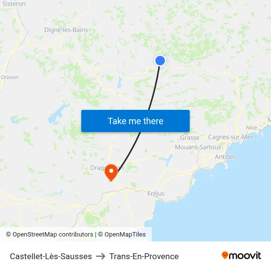Castellet-Lès-Sausses to Trans-En-Provence map
