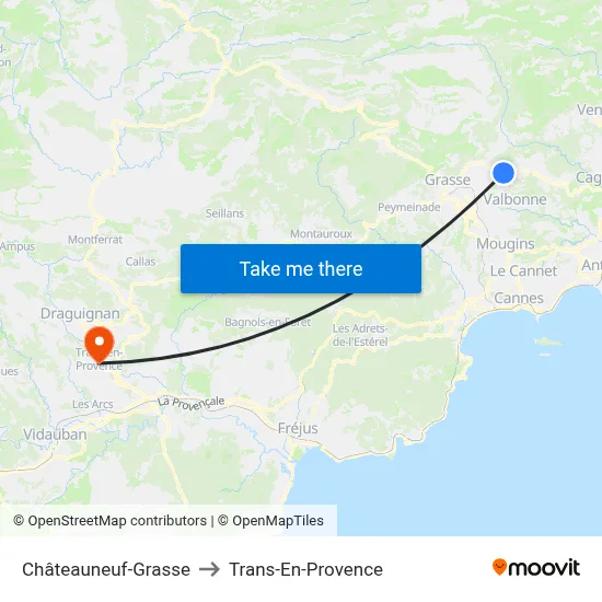 Châteauneuf-Grasse to Trans-En-Provence map