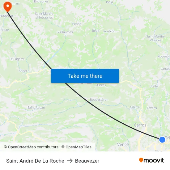 Saint-André-De-La-Roche to Beauvezer map