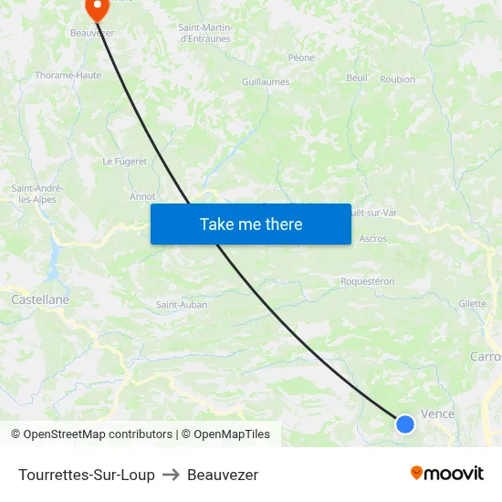 Tourrettes-Sur-Loup to Beauvezer map