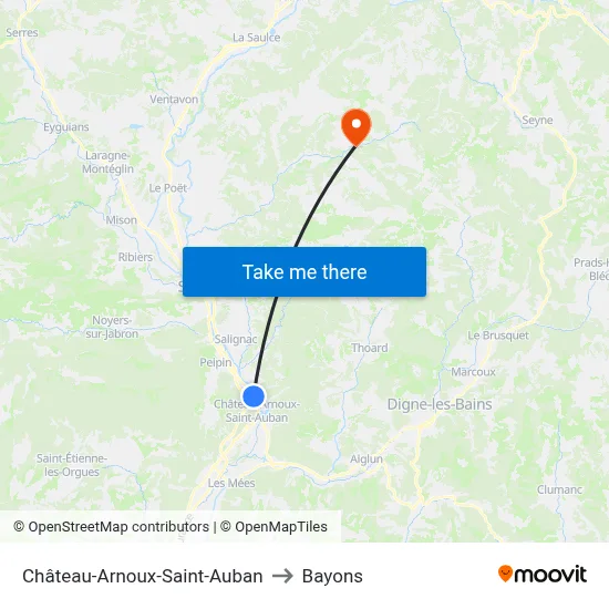 Château-Arnoux-Saint-Auban to Bayons map