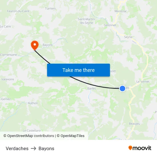 Verdaches to Bayons map