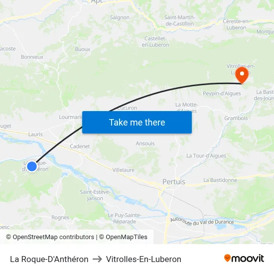 La Roque-D'Anthéron to Vitrolles-En-Luberon map