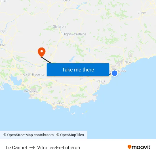 Le Cannet to Vitrolles-En-Luberon map