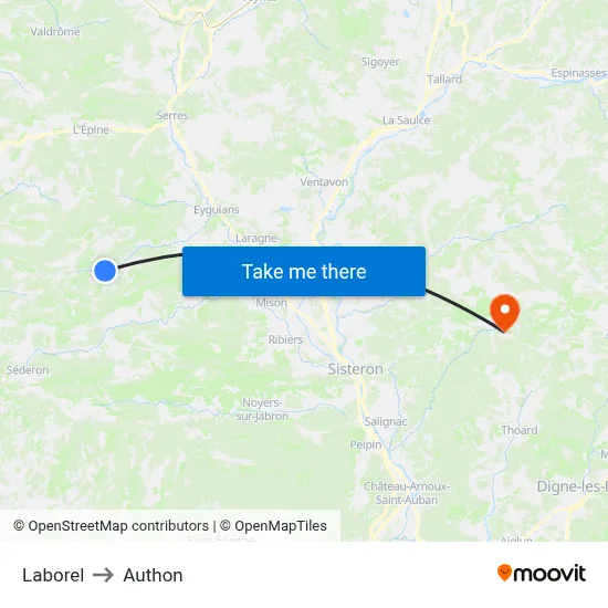 Laborel to Authon map