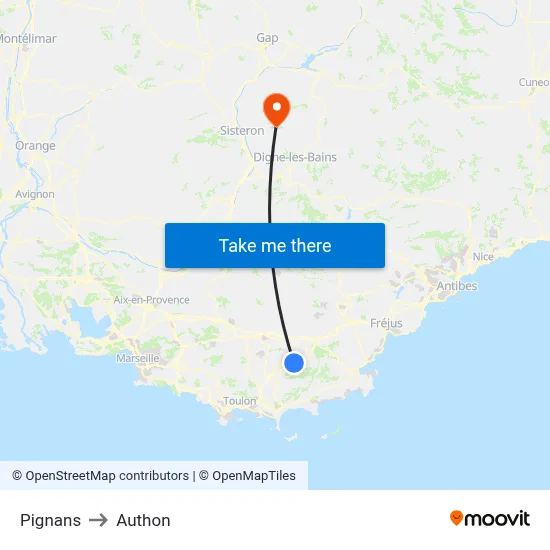 Pignans to Authon map