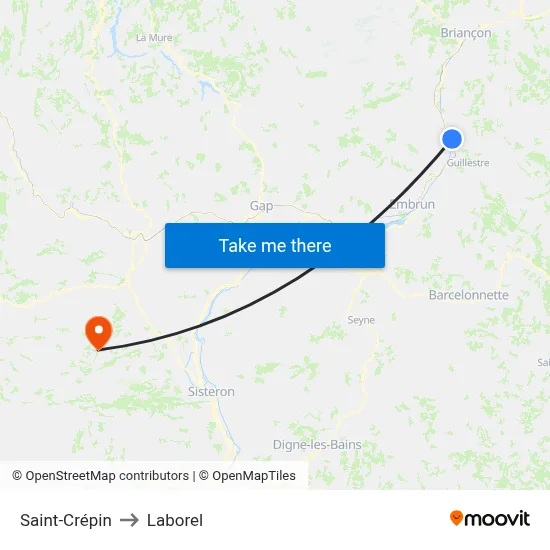 Saint-Crépin to Laborel map
