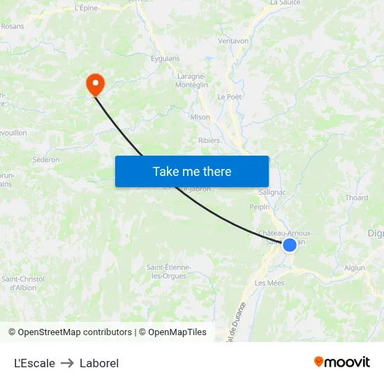 L'Escale to Laborel map