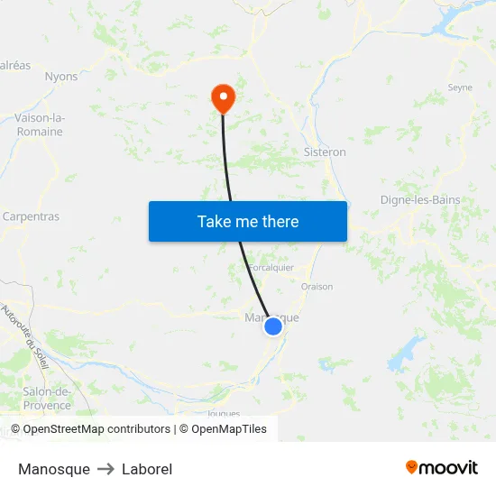 Manosque to Laborel map