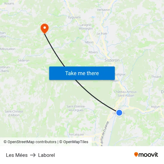 Les Mées to Laborel map