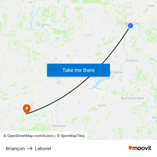 Briançon to Laborel map