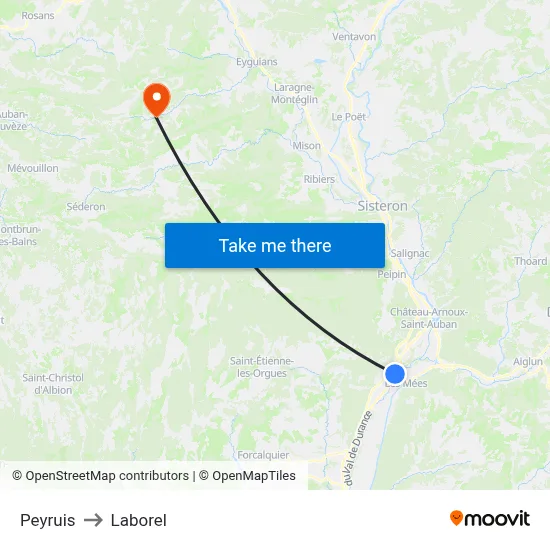 Peyruis to Laborel map