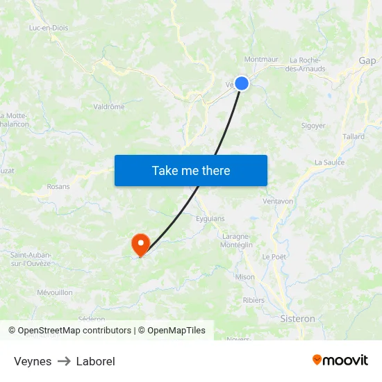 Veynes to Laborel map