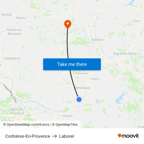 Corbières-En-Provence to Laborel map
