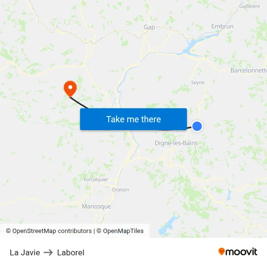 La Javie to Laborel map