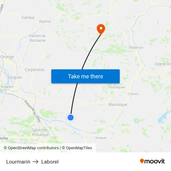 Lourmarin to Laborel map