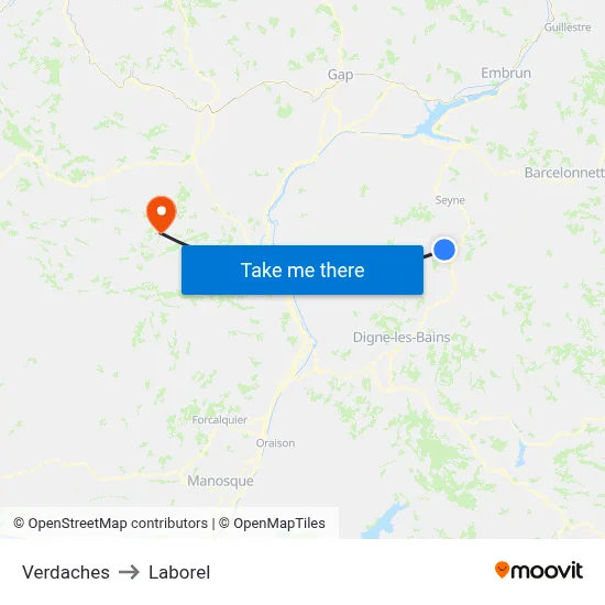 Verdaches to Laborel map