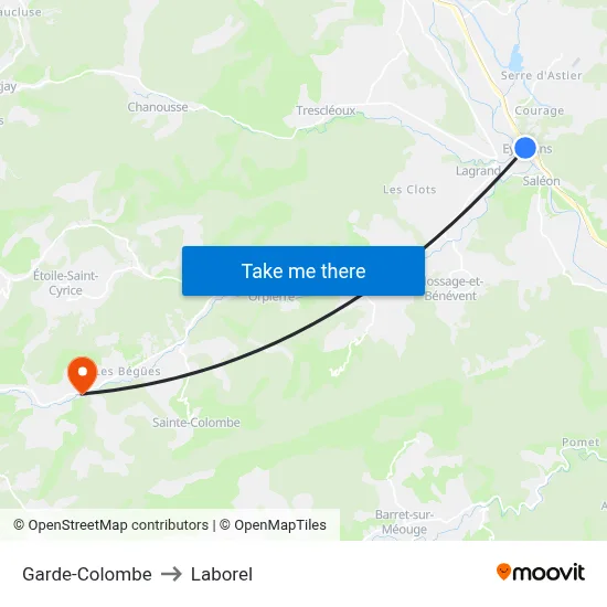 Garde-Colombe to Laborel map