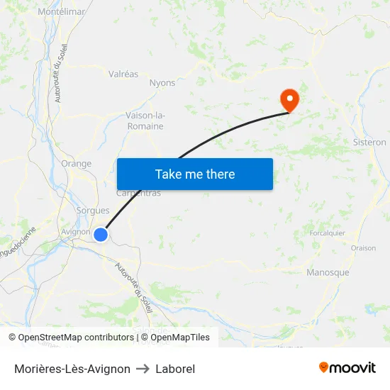 Morières-Lès-Avignon to Laborel map