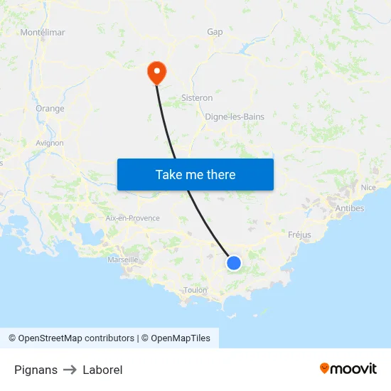 Pignans to Laborel map