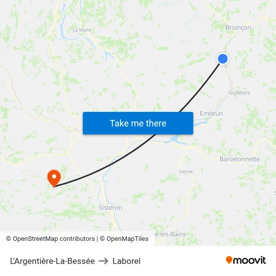 L'Argentière-La-Bessée to Laborel map