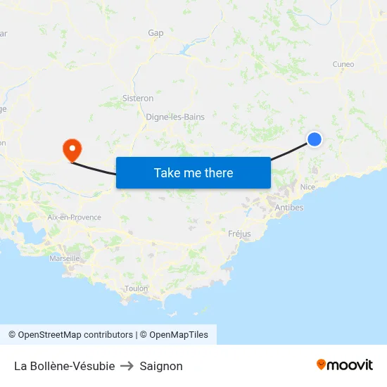 La Bollène-Vésubie to Saignon map